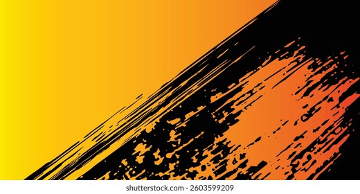 Orange and black abstract tech grunge background. Vector design