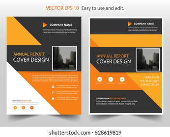 Orange black abstract triangle annual report Brochure design template vector. Business Flyers infographic magazine poster.Abstract layout template ,Book Cover presentation portfolio.