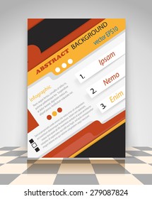 Orange and black abstract vector business background. Creative flyer design, poster, booklet, brochure 