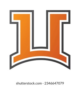 Orange and Black Arch Shaped Letter U Icon on a White Background