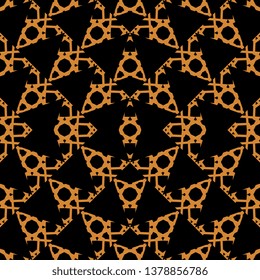 orange black art deco Geometric Fractal Pattern ready for print