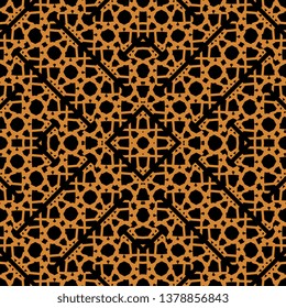 orange black Art Deco Pattern for coloring book. Seamless decorative background