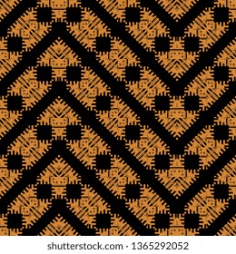 orange black Art Deco Seamless Ethnic Pattern. Tribal. Vintage, Grunge, Abstract Tribal Background for Surface Design, Textile, Wallpaper