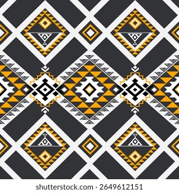 orange black art,Geometric Ethnic pattern, Native American tribal fabric, tile, carpet, vector, illustration design, on navy blue background