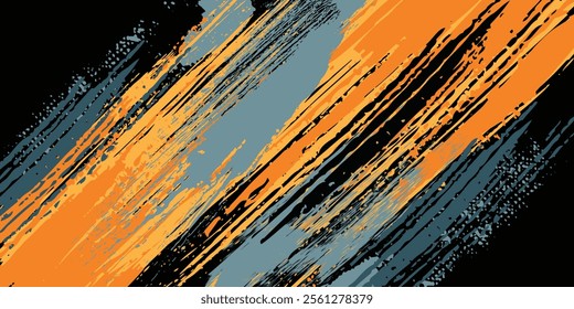 Orange, black and blue abstract background with grunge brush strokes. texture for poster and web banner design.