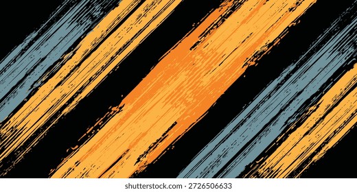Orange, black and blue abstract background with grunge brush strokes. texture for poster and web banner design. eps 10