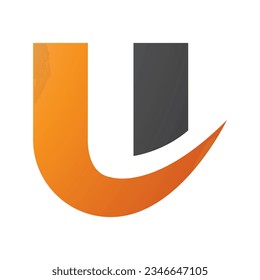 Orange and Black Bold Curvy Shaped Letter U Icon on a White Background