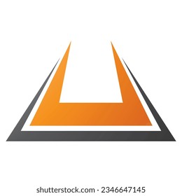 Orange and Black Bold Spiky Shaped Letter U Icon on a White Background