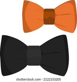Corbatas de arco naranja y negro, ilustración, vector sobre un fondo blanco.