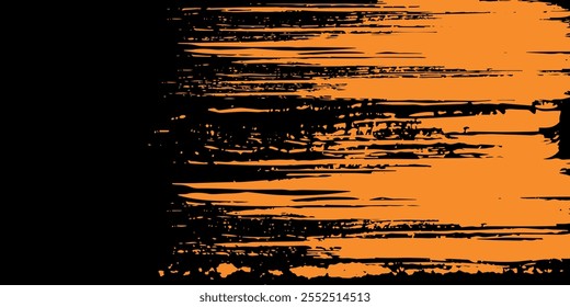 orange black brush Car sticker wrap pattern banner abstract sporty lines black orange color combination grunge brush modern pattern racing motorsport vector design.