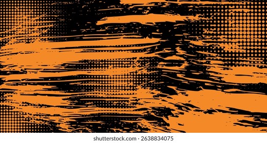 orange black brush Car sticker wrap pattern banner abstract sporty lines black orange color combination grunge brush modern pattern racing motorsport vector design.