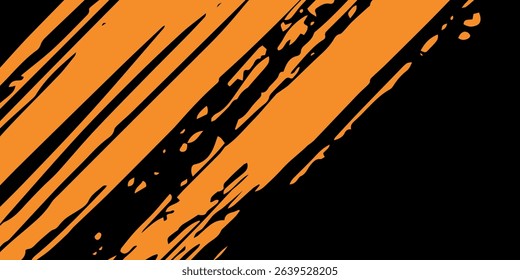 orange black brush Car sticker wrap pattern banner abstract sporty lines black orange color combination grunge brush modern pattern racing motorsport vector design.