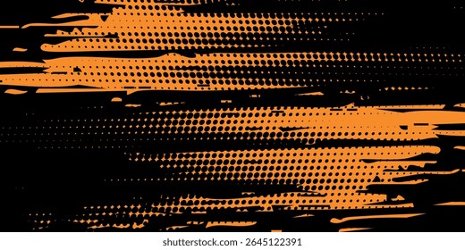 orange black brush pattern wrap car sticker banner abstract sporty lines black orange grunge color combination. Modern vector.