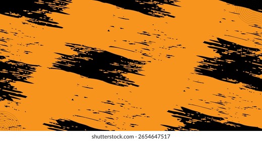 Naranja negro cepillo abrigo coche pegatina patrón Anuncio abstracto líneas deportivas negro naranja combinación de color grunge pincel.