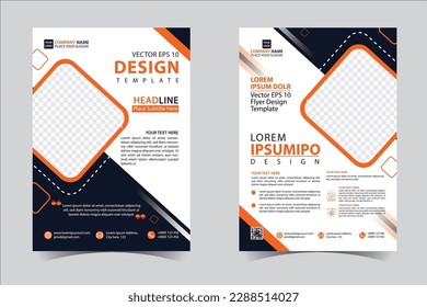 Orange and Black business annual report brochure flyer design template vector, Leaflet cover presentation abstract geometric background, modern publication poster magazine, layout in A4 size Free Vect