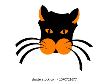 orange black cat head with a mustache