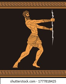orange and black ceramic of zeus god of ray