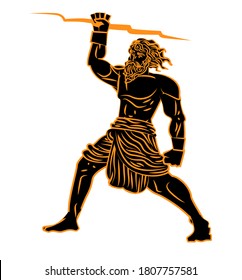 Orange And Black Ceramic Of Zeus God Of Ray