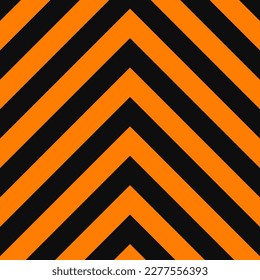 Orange, black chevron, warning stripes background. An upward pointing v-shape stripe pattern.