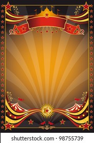 Orange and black circus poster. An orange and black poster for you.