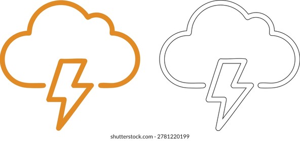 Orange and black cloud lightning bolt storm weather