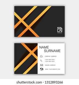 Orange and black color business card design. On the white background. Vector illustration EPS10.