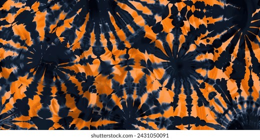 Orange and black color fabric tie dye pattern ink , colorful tie dye pattern abstract background. Tie dye two tone clouds . Shibori, tie dye, abstract batik brush seamless and repeat pattern design.