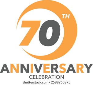 orange and black color number 70 with word TH anniversary celebration.