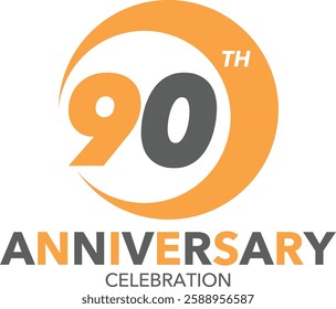 orange and black color number 90 with word TH anniversary celebration.