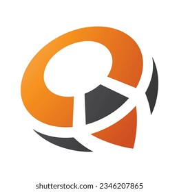 Orange and Black Compass Shaped Letter Q Icon on a White Background