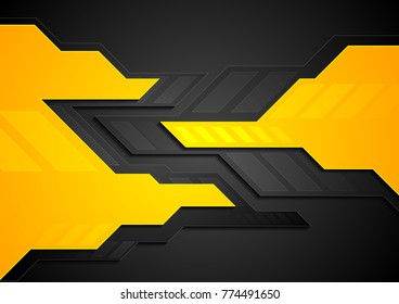 Orange and black contrast abstract technology background. Vector corporate design