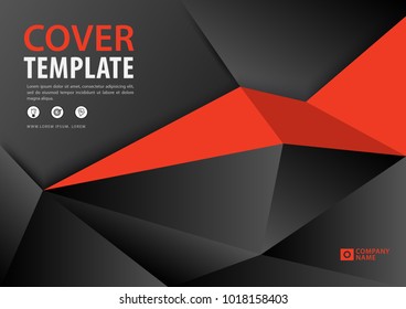 Orange and black cover template polygonal background, Horizontal layout, Business brochure flyer, annual report, book, advertisement, Magazine, poster, banner, printing media, vector illustration