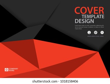 Orange and black cover template polygonal background, Horizontal layout, Business brochure flyer, annual report, book, advertisement, Magazine, poster, banner, printing media, vector illustration