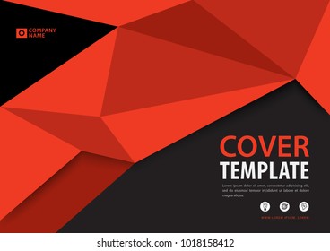 Orange and black cover template polygonal background, Horizontal layout, Business brochure flyer, annual report, book, advertisement, Magazine, poster, banner, printing media, vector illustration