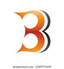 Orange and Black Curvy Glossy Letter B Icon Resembling Number 3 on a White Background