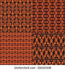 motivos de damasco naranja y negro