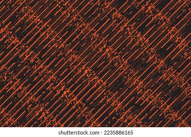 Orange and black diagonal stripe line texture with distressed grunge detailed background