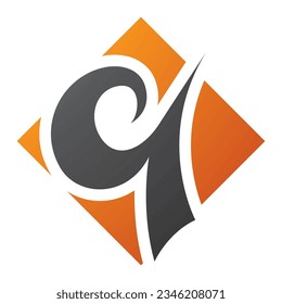 Orange and Black Diamond Shaped Letter Q Icon on a White Background