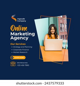 Orange Black Digital Marketing Agency Instagram Post.