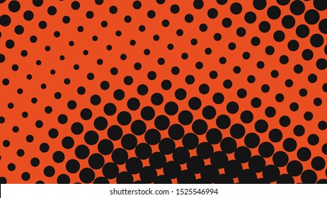 Orange and black dotted background in retro pop art comic style, vector illustration 