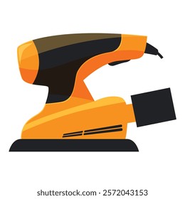 Orange and black electric sander laying on white background