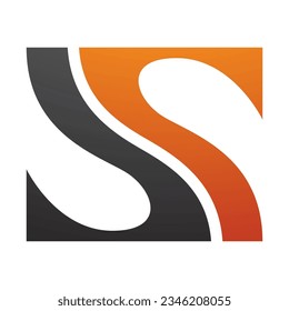 Orange and Black Fish Fin Shaped Letter S Icon on a White Background