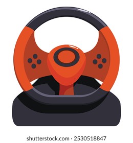 Volante de jogo laranja e preto com botões para uma experiência mais imersiva jogando videogames de corrida