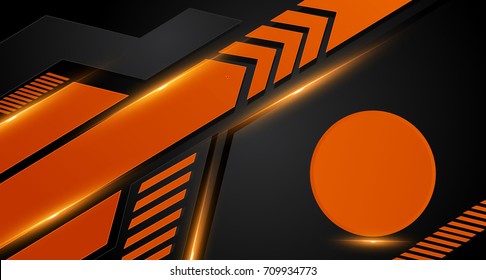 Orange And Black Geometric Abstract Corporate Background. Vector.