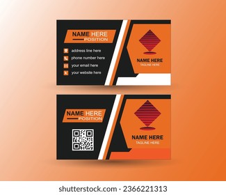 Orange and black geometric vector business card