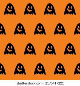 Orange black ghost seamless pattern background for textile and wrapping paper