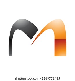 Orange and Black Glossy Arch Shaped Letter M Icon on a White Background