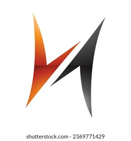 Letra naranja y negra con forma de flecha brillante Icono H en un fondo blanco