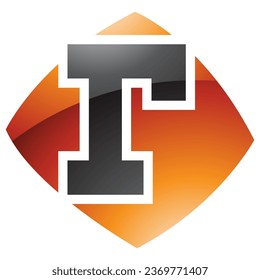 Letra naranja y negro brillante cuadrada en forma de icono R en un fondo blanco