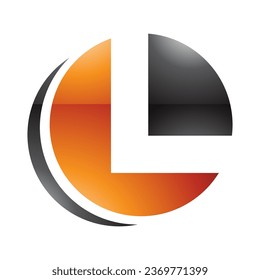 Orange and Black Glossy Circle Shaped Letter L Icon on a White Background